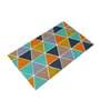 Blue Geometric Pattern Coir 30x18 Inches Antiskid Door Mat