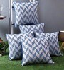 Blue Polyester Geometric 16x16 inches Cushion Cover (5Pc)