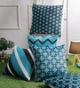 Blue Velvet Geometric 16x16 inches Cushion Cover (5Pc)