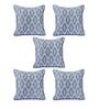 Blue Polyester Geometric 16x16 inches Cushion Cover (5Pc)