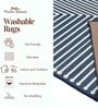 Blue Geometric Polyester 5 ft x 7 ft Machine made Carpet