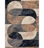 Blue Geometric Polyester 5 x 7 Feet Machine Made Carpet
