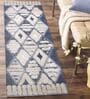 Blue Geometric Polyester 59x32 Inches Machine Made Floor Runner