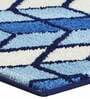 Blue Geometric Polyester AntiSkid Bathmat