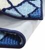 Blue Geometric Polyester AntiSkid Bathmat