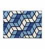 Blue Geometric Polyester AntiSkid Bathmat