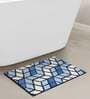 Blue Geometric Polyester AntiSkid Bathmat
