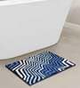 Blue Geometric Polyester AntiSkid Bathmat