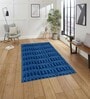 Blue Geometric Polyester Blend 3 X 5 Feet Rabbit Fur Machine Made Carpet