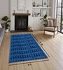Blue Geometric Polyester Blend 3 X 5 Feet Rabbit Fur Machine Made Carpet