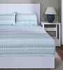 Blue Geometric Print 144 TC Cotton Double Bed Fitted Sheet with 2 Pillow Case Sensory Bloom Collection