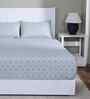 Blue Geometric Print 144 TC Cotton Double Bed Fitted Sheet with 2 Pillow Case Sensory Bloom Collection
