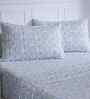 Blue Geometric Print 144 TC Cotton Double Bed Sheet with 2 Pillow Covers Sensory Bloom Collection