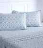 Blue Geometric Print 144 TC Cotton Double Bed Sheet with 2 Pillow Covers Sensory Bloom Collection