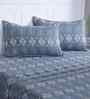 Blue Geometric Print 144 TC Cotton Double Bed Sheet with 2 Pillow Covers Sensory Bloom Collection
