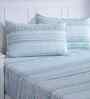 Blue Geometric Print 144 TC Cotton King Size Bed Sheet with 2 Pillow Covers Sensory Bloom Collection