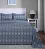 Blue Geometric Print 144 TC Cotton Single Bed Sheet with 1 Pillow Cover Sensory Bloom Collection