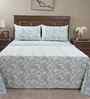 Blue Geometric Print 200 TC Cotton Double Bed Sheet with 2 Pillow Covers Eclectic Geo Collection