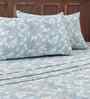 Blue Geometric Print 200 TC Cotton Double Bed Sheet with 2 Pillow Covers Eclectic Geo Collection