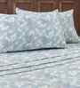 Blue Geometric Print 200 TC Cotton King Size Bed Sheet with 2 Pillow Covers Eclectic Geo Collection