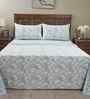 Blue Geometric Print 200 TC Cotton King Size Bed Sheet with 2 Pillow Covers Eclectic Geo Collection