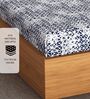Blue Geometric Printed Fitted Bedsheet for 72 x 78 Inches Mattress with 6 Inch Depth