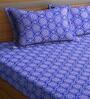 Blue Traditional 300 TC 100% Cotton King Sized Bed Sheets with 2 Pillow Covers