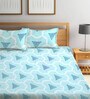 Blue Abstract 300 TC Cotton Blend Queen Sized Bed Sheets with 2 Pillow Covers