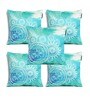 Turquoise Velvet Geometric 16x16 inches Cushion Cover (5Pc)