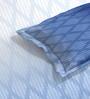 Blue Geometrical 144 TC Cotton King Sized Double Bedsheet with 2 Pillow Covers Ombre Bliss Collection