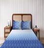 Blue Geometrical 144 TC Cotton King Sized Double Bedsheet with 2 Pillow Covers Ombre Bliss Collection