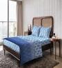 Blue Geometrical 144 TC Cotton King Sized Double Bedsheet with 2 Pillow Covers Pebble Drift Collection