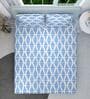 Blue Geometrical 144 TC Cotton King Sized Double Bedsheet with 2 Pillow Covers Pebble Drift Collection