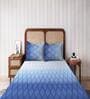 Blue Geometrical 144 TC Cotton Queen Sized Double Bedsheet with 2 Pillow Covers Ombre Bliss Collection