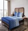 Blue Geometrical 144 TC Cotton Queen Sized Double Bedsheet with 2 Pillow Covers Ombre Bliss Collection