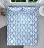 Blue geometrical 144 TC Cotton Queen Sized Double Bedsheet with 2 Pillow Covers Pebble Drift Collection