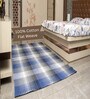 Blue Geometrical Cotton Hand Woven Carpet