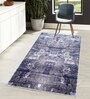 Blue Abstractal Microfiber 3 x 5 Feet Machine Made Carpet