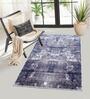 Blue Abstract Microfiber 3 x 5 Feet Machine Made Carpet