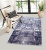 Blue Abstractal Microfiber 3 x 5 Feet Machine Made Carpet
