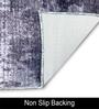 Blue Abstract Microfiber 4 x 6 Feet Machine Made Carpet