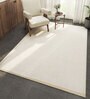 Blue Geometrical Polyester 5 ft X 8 ft Hand Woven Carpet