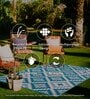 Blue Geometrical Polyproylene 4 ft x 6 ft Machine Made Picnic  Mats