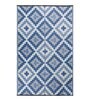 Blue Geometrical Polyproylene 4 ft x 6 ft Machine Made Picnic  Mats