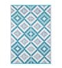 Blue Geometrical Polyproylene 4 ft x 6 ft Machine Made Picnic  Mats