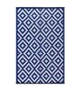 Blue Geometrical Polyproylene 4 ft x 6 ft Machine Made Picnic  Mats