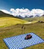 Blue Geometrical Polyproylene 4 ft x 6 ft Machine Made Picnic  Mats