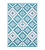 Blue Geometrical Polyproylene 4 ft x 6 ft Machine Made Picnic  Mats