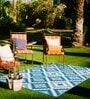 Blue Geometrical Polyproylene 4 ft x 6 ft Machine Made Picnic  Mats