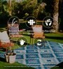 Blue Geometrical Polyproylene 6 ft x 9 ft Machine Made Picnic  Mats